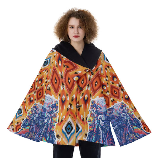 WelcomeNative Native American Hooded Flared Coat, 3D Hooded Coat, All Over Print