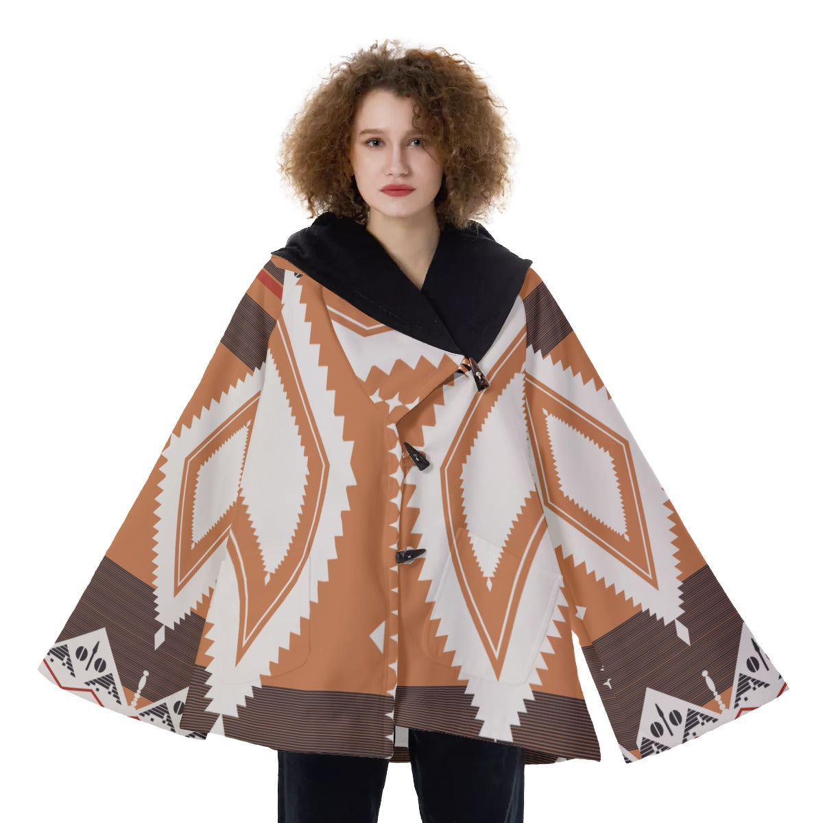 WelcomeNative Native American Hooded Flared Coat, 3D Hooded Coat, All Over Print