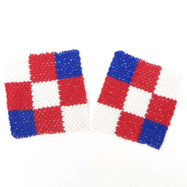 Red Blue White Crossword Seed Beaded Coaster 2 Pc - Welcome Native