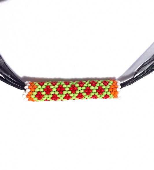 Handmade Beaded Bead Native Inspired Style Organza Cord Necklace - Welcome Native