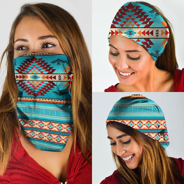 WelcomeNative Native American Pattern Bandana Face Mask, Neck Gaiter #01
