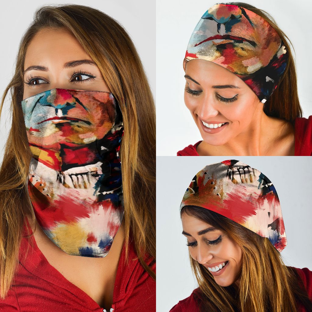 WelcomeNative Chief Head Bandana Face Mask, Native American Neck Gaiter #08