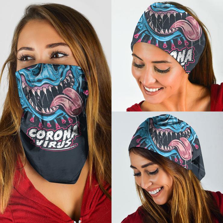 WelcomeNative Monster Face Bandana Face Mask, Halloween Neck Gaiter #01