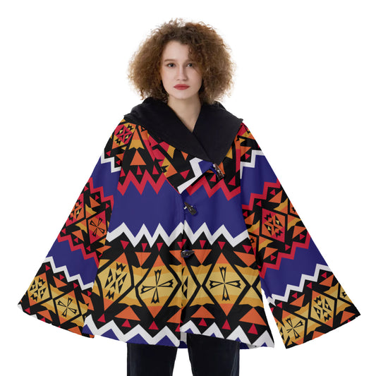 WelcomeNative Native American Hooded Flared Coat, 3D Hooded Coat, All Over Print