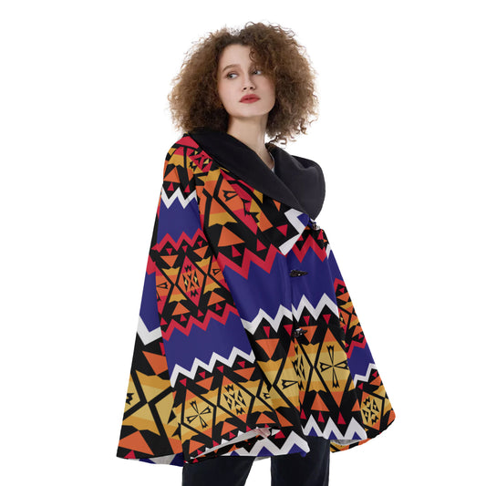 WelcomeNative Native American Hooded Flared Coat, 3D Hooded Coat, All Over Print