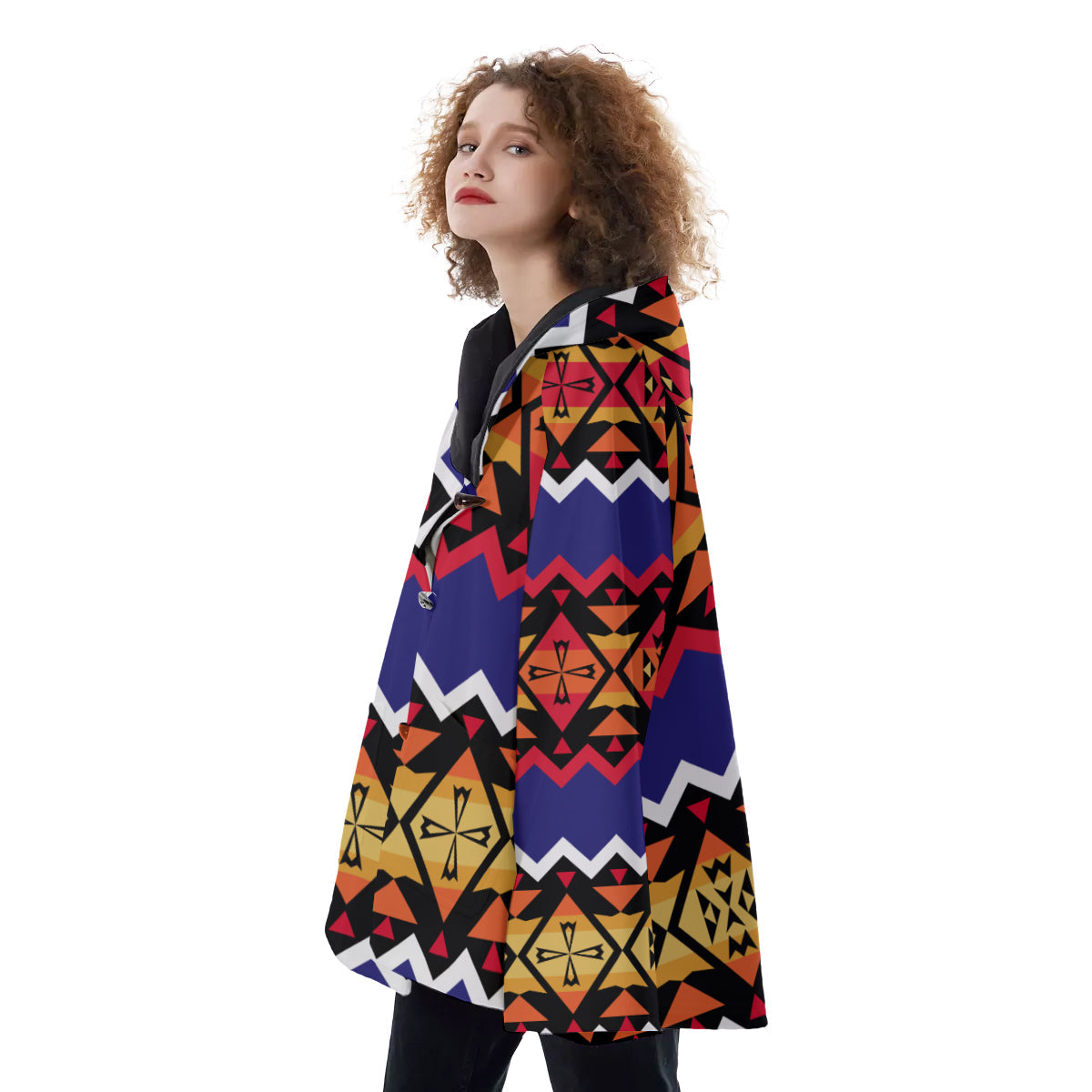 WelcomeNative Native American Hooded Flared Coat, 3D Hooded Coat, All Over Print