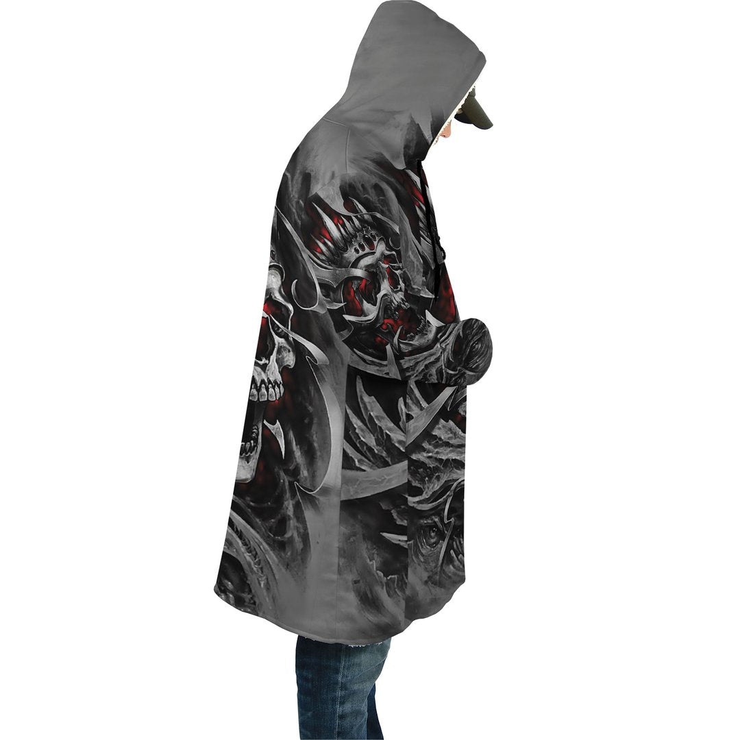 WelcomeNative Grey Skull Native 3D Dream Cloak, All Over Print Dream Cloak, Native American
