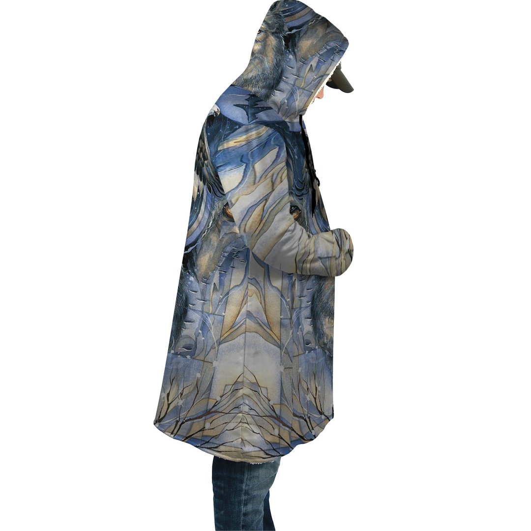 WelcomeNative Wolf Winter 3D Dream Cloak, All Over Print Dream Cloak, Native American