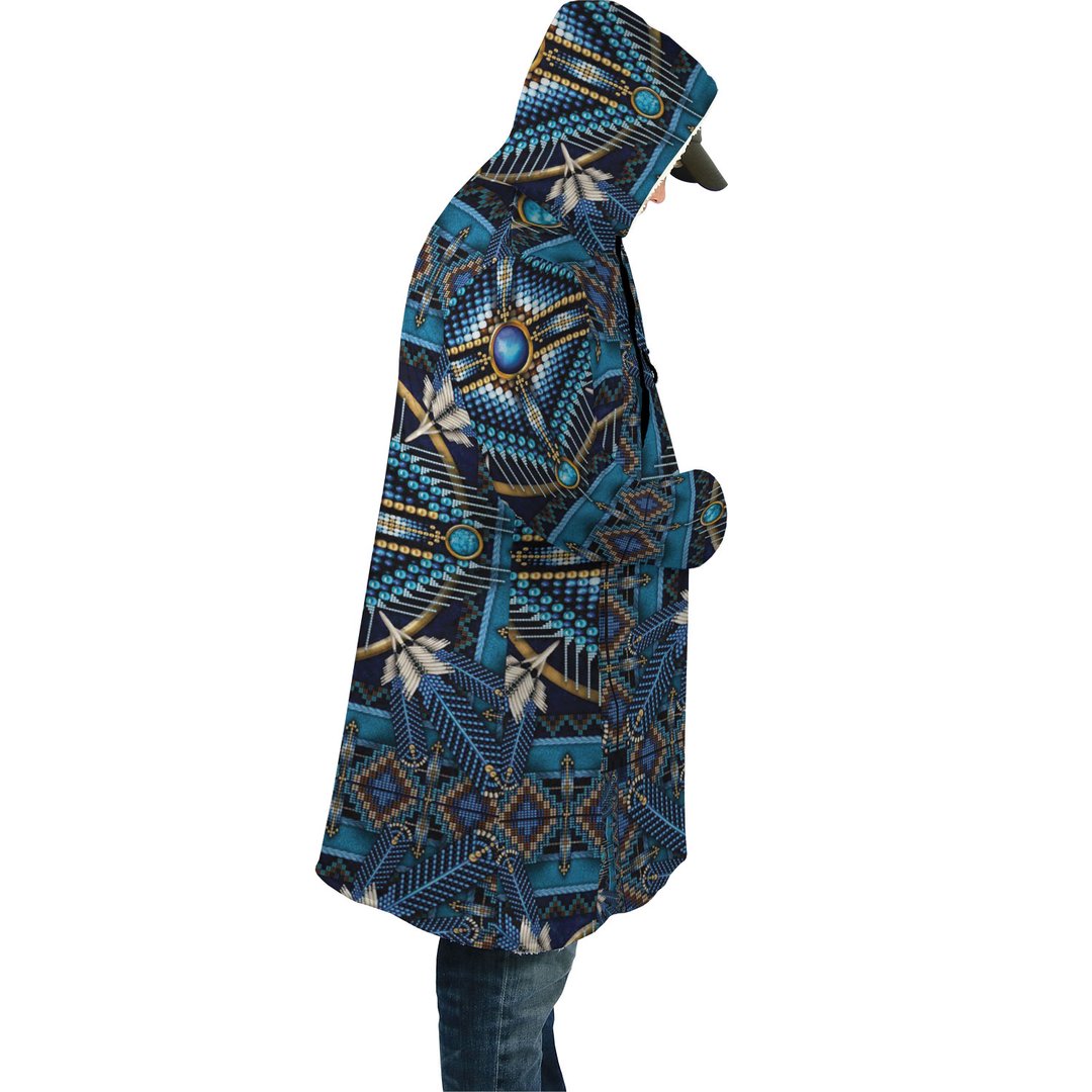 WelcomeNative Blue Pattern Native 3D Dream Cloak, All Over Print Dream Cloak, Native American