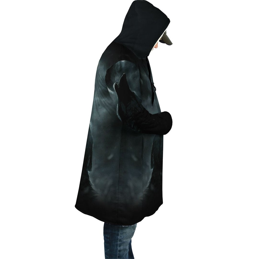 WelcomeNative Black Moon Wolf 3D Dream Cloak, All Over Print Dream Cloak, Native American