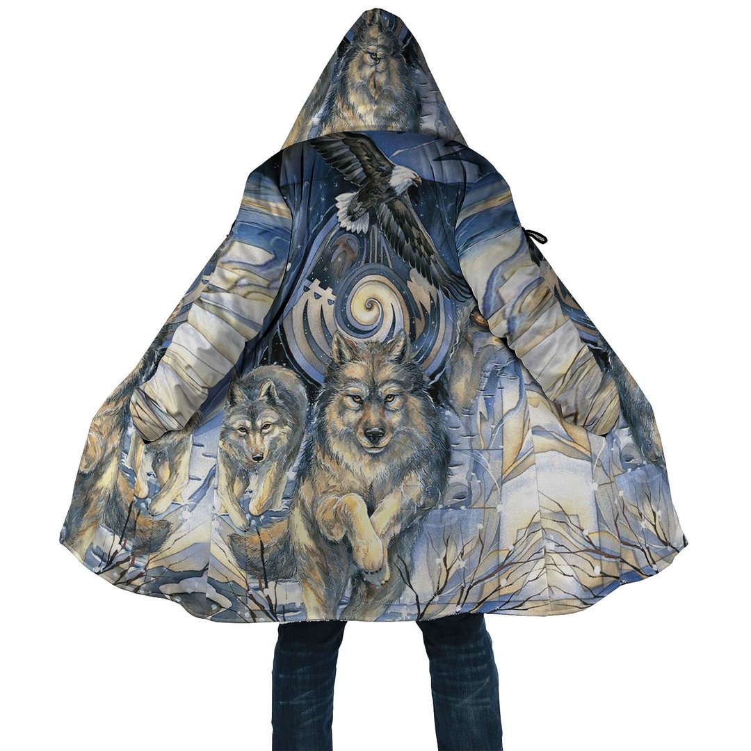 WelcomeNative Wolf Winter 3D Dream Cloak, All Over Print Dream Cloak, Native American