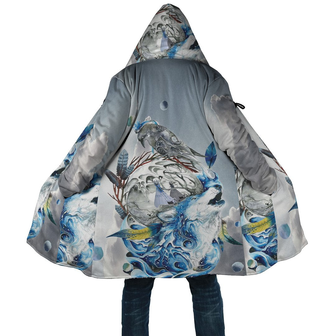 WelcomeNative Light Blue Native 3D Dream Cloak, All Over Print Dream Cloak, Native American