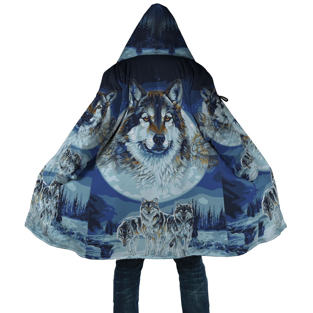 WelcomeNative Winter Wolf Native 3D Dream Cloak, All Over Print Dream Cloak, Native American