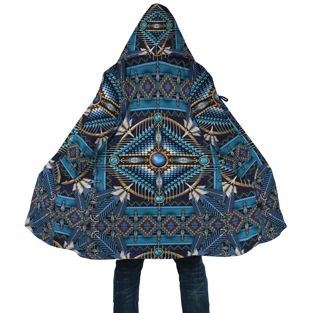 WelcomeNative Blue Pattern Native 3D Dream Cloak, All Over Print Dream Cloak, Native American