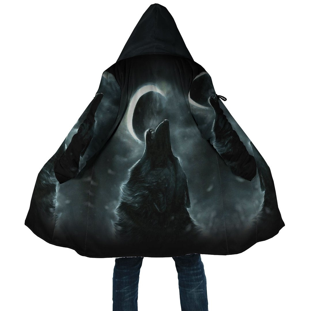 WelcomeNative Black Moon Wolf 3D Dream Cloak, All Over Print Dream Cloak, Native American
