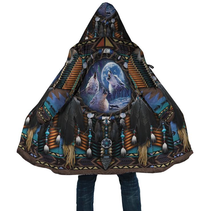 WelcomeNative Wolf Dream Native 3D Dream Cloak, All Over Print Dream Cloak, Native American