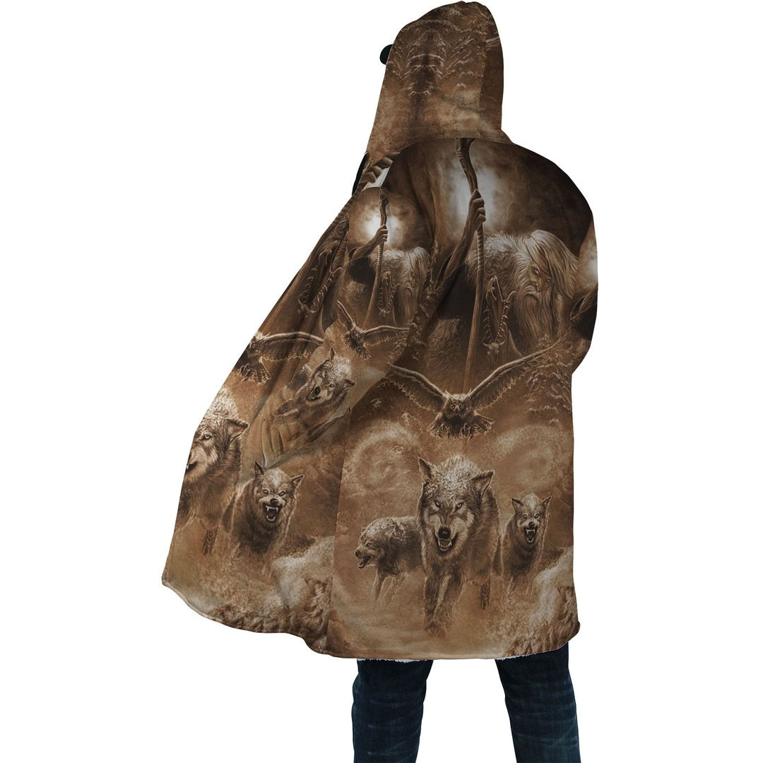 WelcomeNative Wolf Warrior 3D Dream Cloak, All Over Print Dream Cloak, Native American