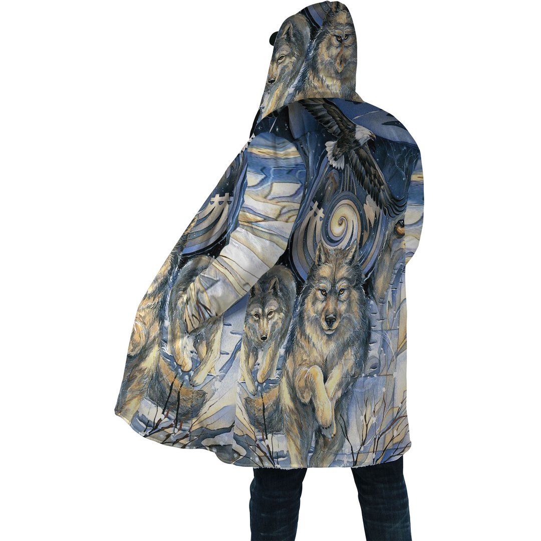 WelcomeNative Wolf Winter 3D Dream Cloak, All Over Print Dream Cloak, Native American