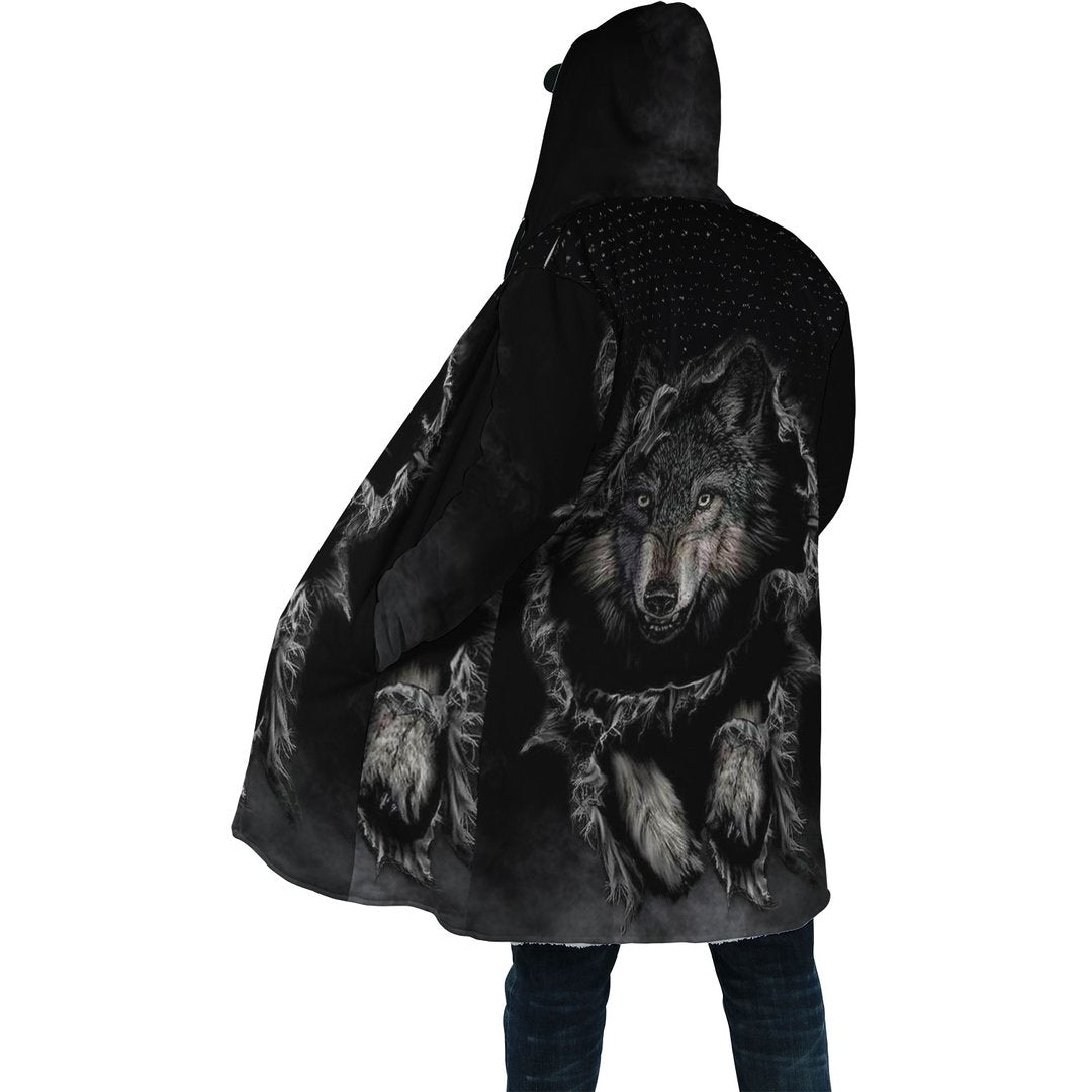 WelcomeNative Black Wolf Native 3D Dream Cloak, All Over Print Dream Cloak, Native American