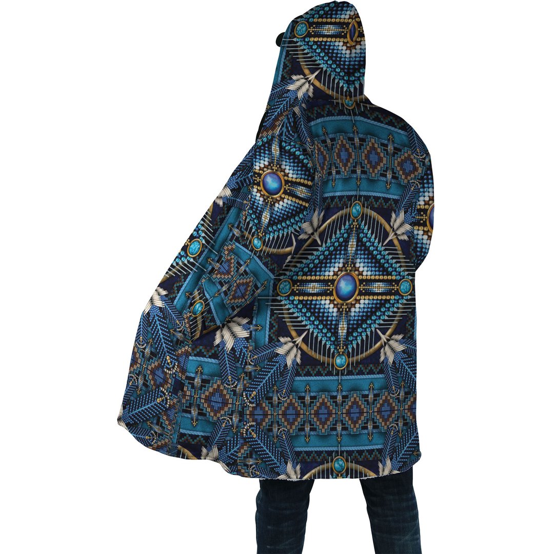 WelcomeNative Blue Pattern Native 3D Dream Cloak, All Over Print Dream Cloak, Native American