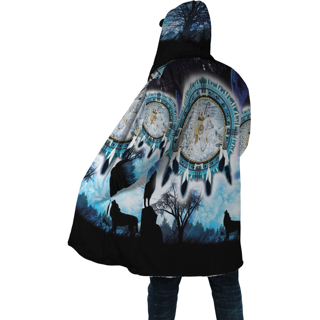 WelcomeNative Winter Horse Feather 3D Dream Cloak, All Over Print Dream Cloak, Native American