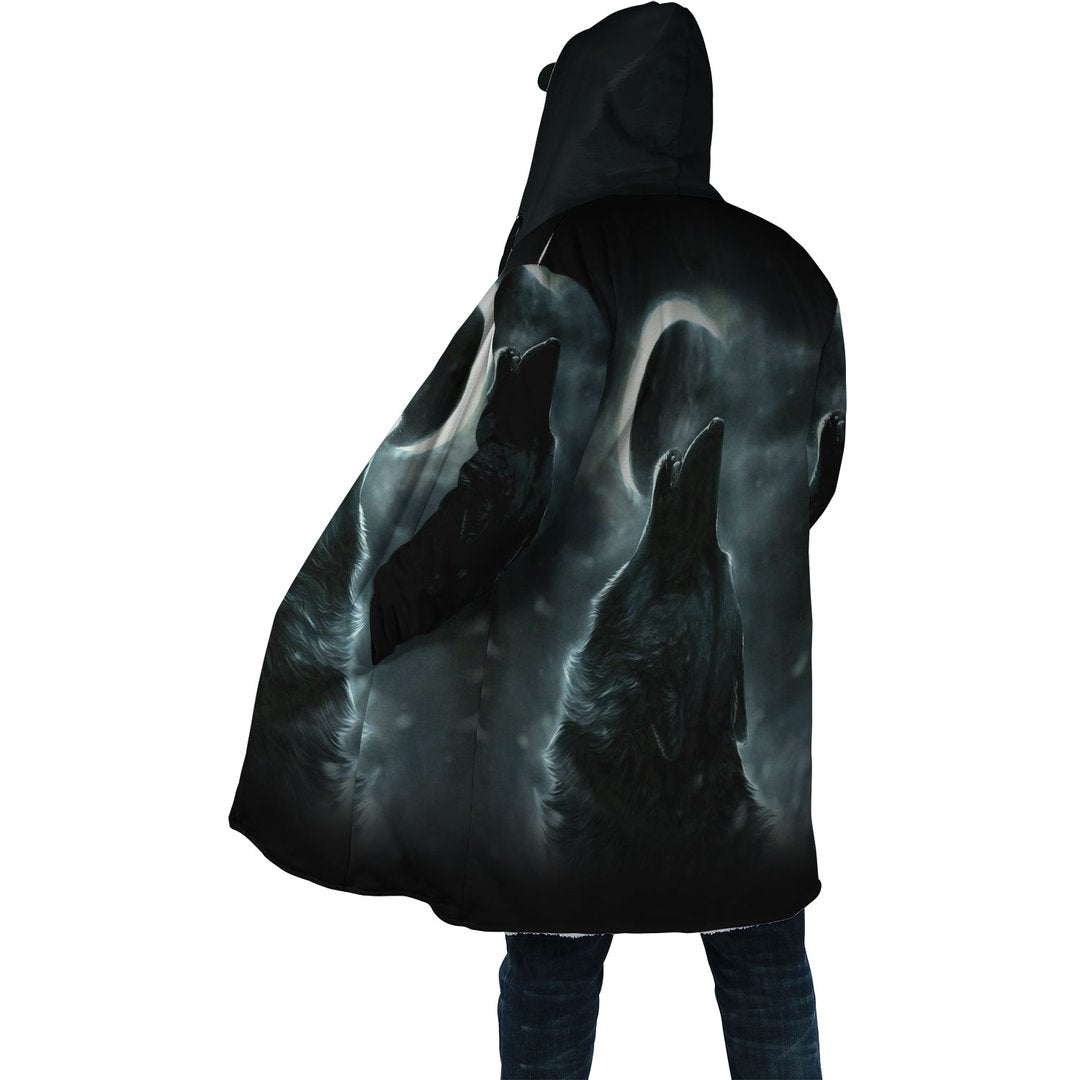 WelcomeNative Black Moon Wolf 3D Dream Cloak, All Over Print Dream Cloak, Native American