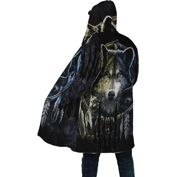 WelcomeNative Wolf Light Native 3D Dream Cloak, All Over Print Dream Cloak, Native American