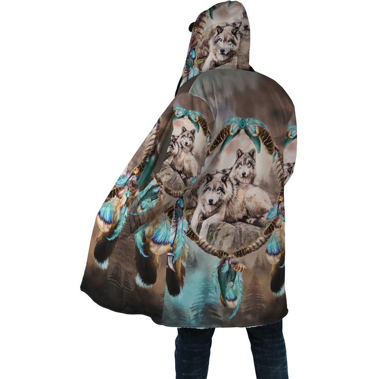 WelcomeNative Wolf Feather 3D Dream Cloak, All Over Print Dream Cloak, Native American