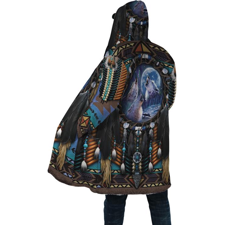 WelcomeNative Wolf Dream Native 3D Dream Cloak, All Over Print Dream Cloak, Native American