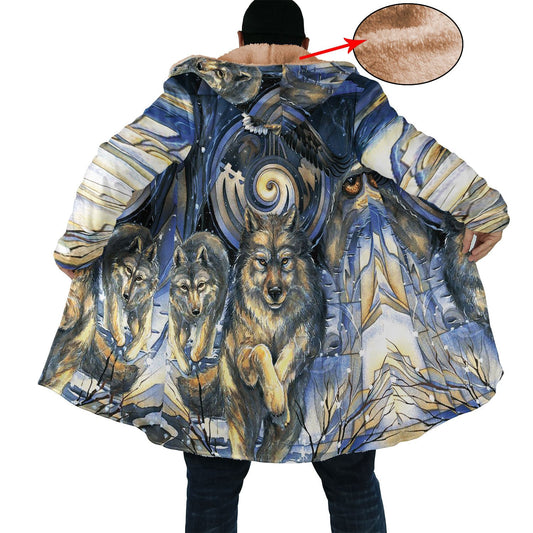 WelcomeNative Wolf Winter 3D Dream Cloak, All Over Print Dream Cloak, Native American