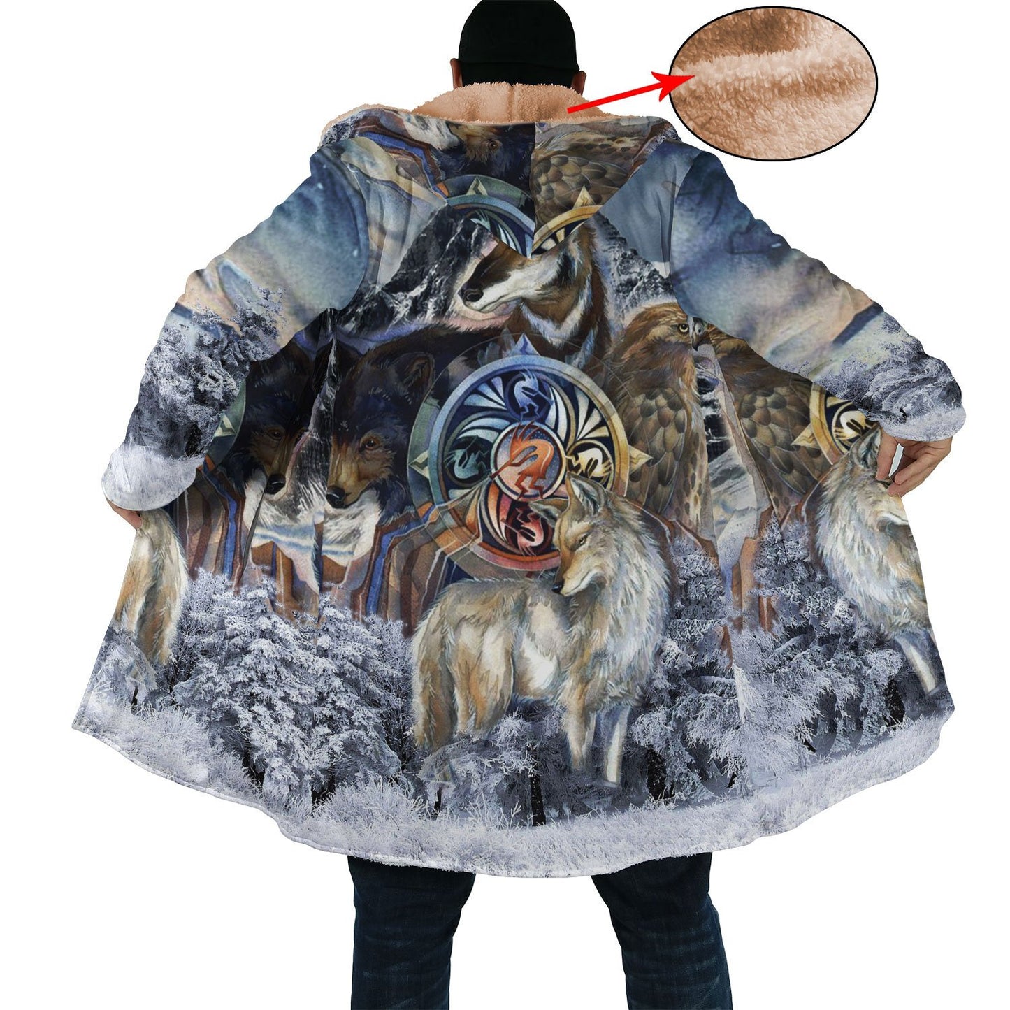 WelcomeNative Little Wolf Native 3D Dream Cloak, All Over Print Dream Cloak, Native American