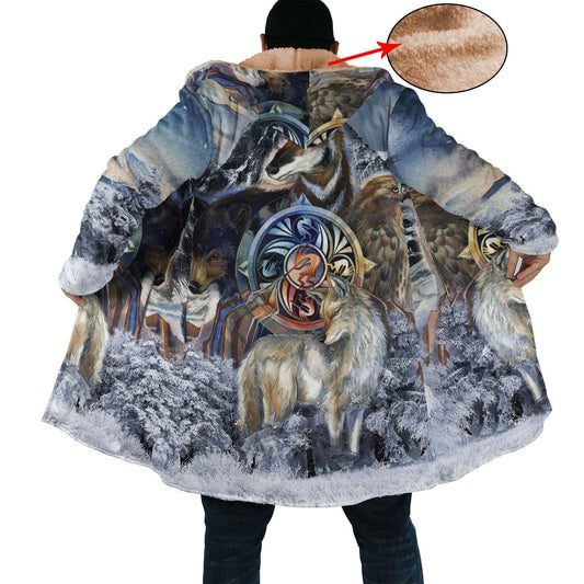 WelcomeNative Little Wolf Native 3D Dream Cloak, All Over Print Dream Cloak, Native American