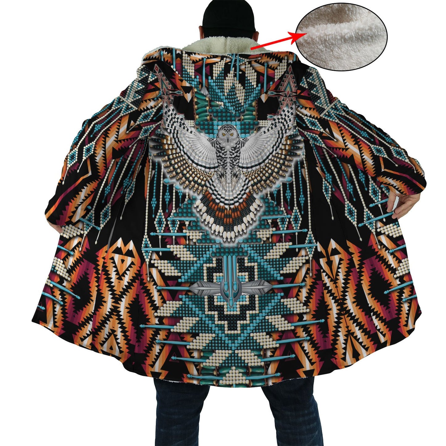 WelcomeNative Owl Abtract Native 3D Dream Cloak, All Over Print Dream Cloak, Native American