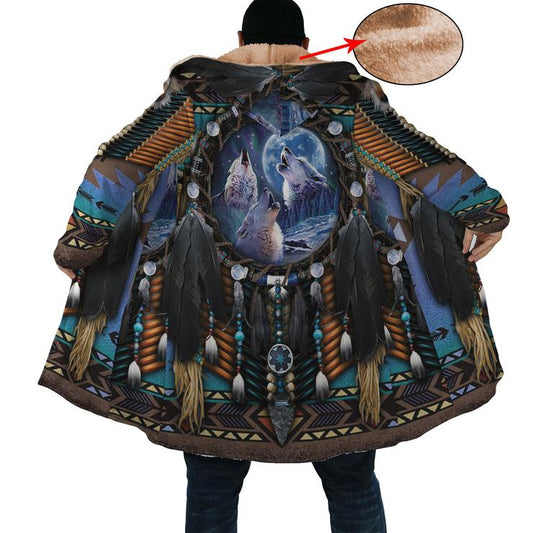 WelcomeNative Wolf Dream Native 3D Dream Cloak, All Over Print Dream Cloak, Native American