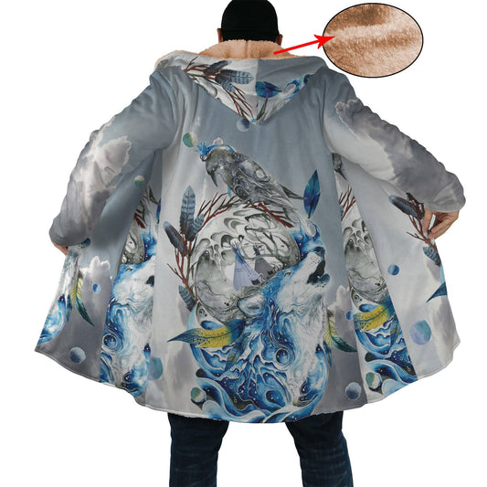 WelcomeNative Light Blue Native 3D Dream Cloak, All Over Print Dream Cloak, Native American