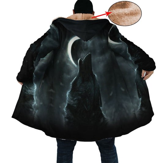 WelcomeNative Black Moon Wolf 3D Dream Cloak, All Over Print Dream Cloak, Native American