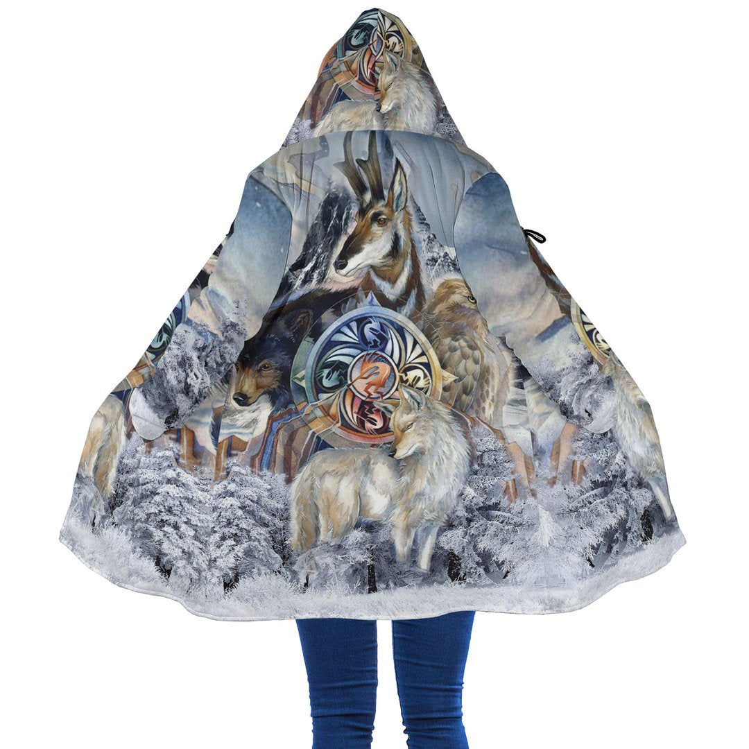 WelcomeNative Little Wolf Native 3D Dream Cloak, All Over Print Dream Cloak, Native American