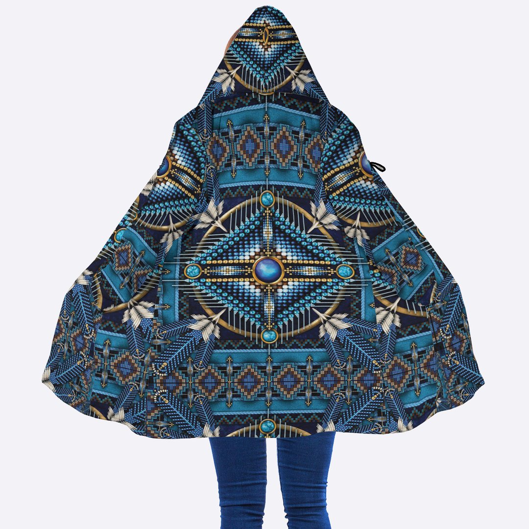 WelcomeNative Blue Pattern Native 3D Dream Cloak, All Over Print Dream Cloak, Native American