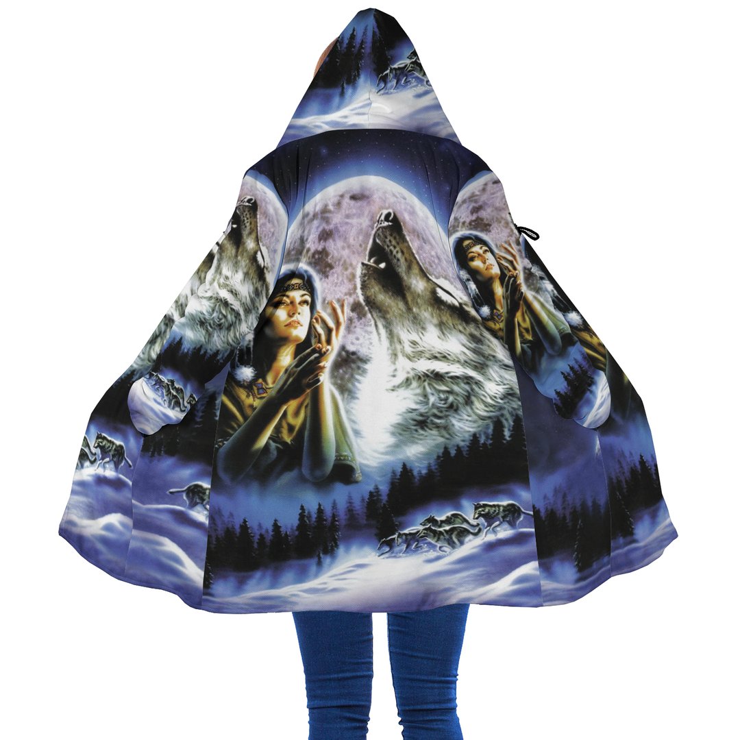 WelcomeNative Blue Beauty Wolf 3D Dream Cloak, All Over Print Dream Cloak, Native American