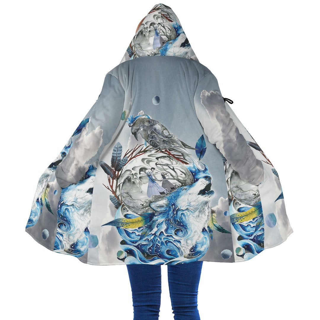 WelcomeNative Light Blue Native 3D Dream Cloak, All Over Print Dream Cloak, Native American