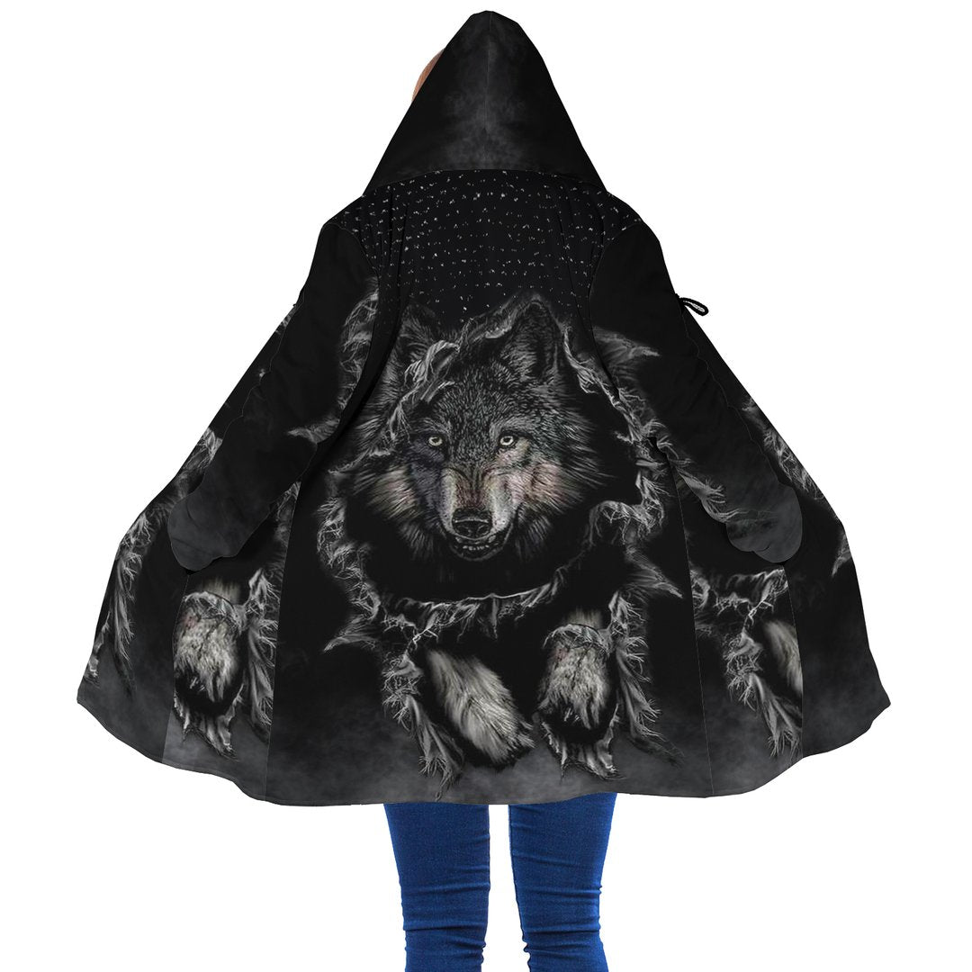WelcomeNative Black Wolf Native 3D Dream Cloak, All Over Print Dream Cloak, Native American