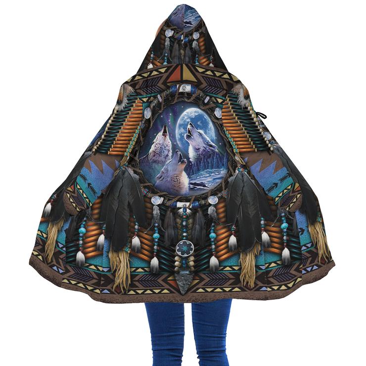 WelcomeNative Wolf Dream Native 3D Dream Cloak, All Over Print Dream Cloak, Native American
