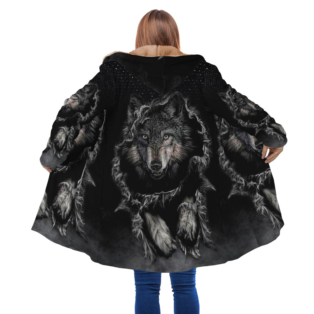 WelcomeNative Black Wolf Native 3D Dream Cloak, All Over Print Dream Cloak, Native American
