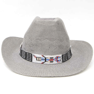 Black Red White Seed Beaded Yei Dancer Beadwork Cowboy Hat Band Belt - Welcome Native