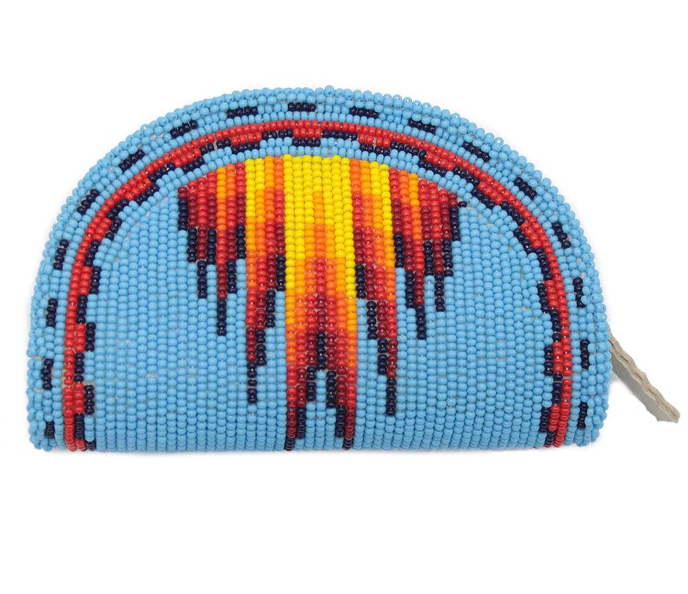 Native Inspired Ethnic Style Seed Bead Beaded Coin Purse - Welcome Native