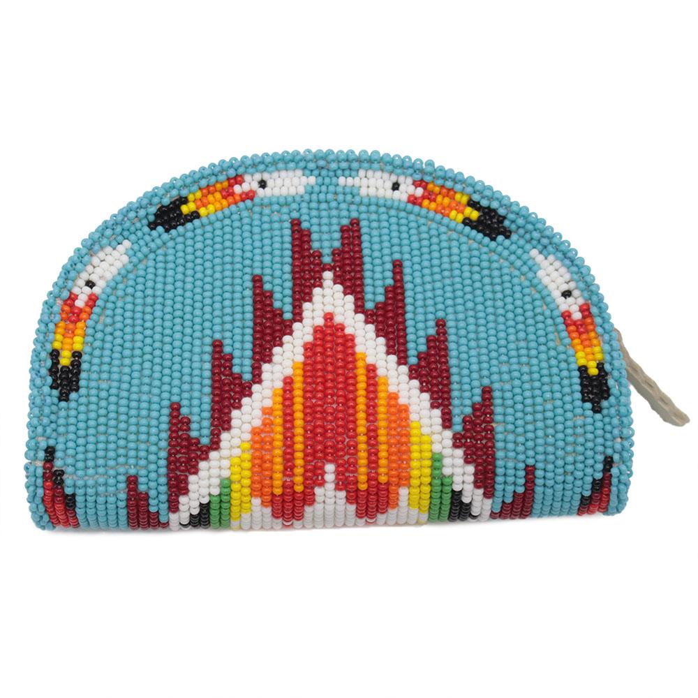 Native Inspired Ethnic Style Seed Bead Beaded Coin Purse - Welcome Native