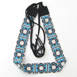 Blue Brown White Seed Beaded Cowboy Hat Band Medicine Man'S Eye Beadwork - Welcome Native