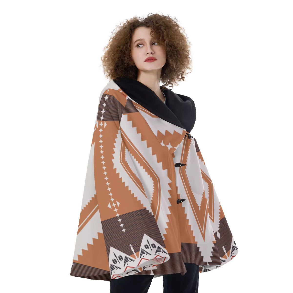 WelcomeNative Native American Hooded Flared Coat, 3D Hooded Coat, All Over Print