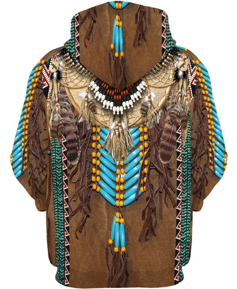 WelcomeNative Native Fringed Motifs Hoodie, All Over Print Hoodie, Native American