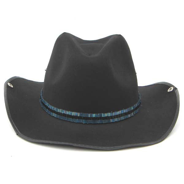 Blue Black Bugle Beaded Waist Belt Cowboy Hat Band Handmade - Welcome Native